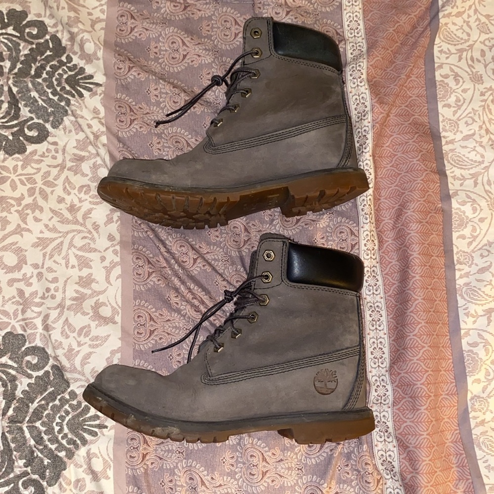 Gray Timberland boots